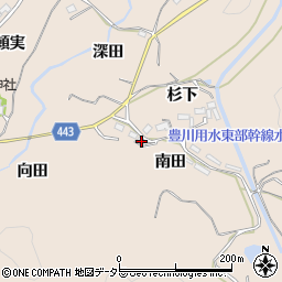 愛知県新城市黒田南田周辺の地図
