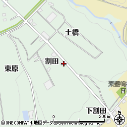 愛知県豊川市上長山町割田周辺の地図