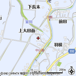 愛知県豊川市萩町上大田面周辺の地図