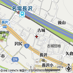 愛知県豊川市長沢町古城1-3周辺の地図