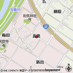 愛知県西尾市和気町北裏周辺の地図