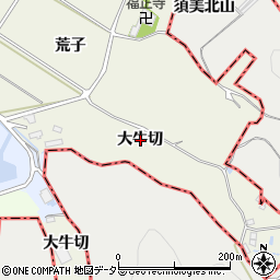 愛知県西尾市貝吹町大牛切周辺の地図