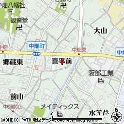 愛知県西尾市中畑町喜平前周辺の地図