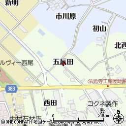 愛知県西尾市法光寺町五反田周辺の地図