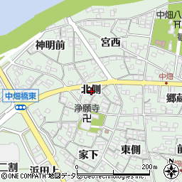 愛知県西尾市中畑町北側周辺の地図
