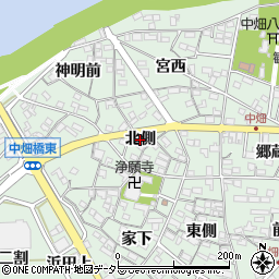 愛知県西尾市中畑町（北側）周辺の地図