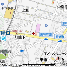 愛知県西尾市寄住町金田周辺の地図