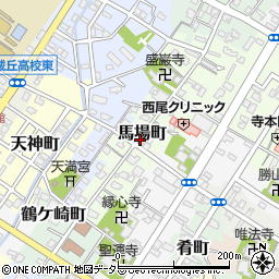 愛知県西尾市馬場町周辺の地図