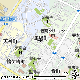 愛知県西尾市馬場町周辺の地図