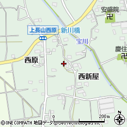 愛知県豊川市上長山町（西新屋）周辺の地図