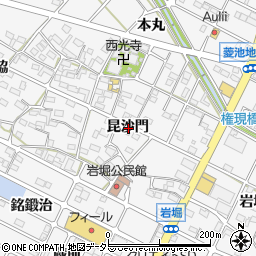 愛知県額田郡幸田町菱池昆沙門周辺の地図