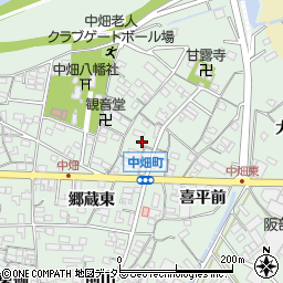 愛知県西尾市中畑町（小中）周辺の地図
