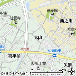 愛知県西尾市中畑町大山周辺の地図