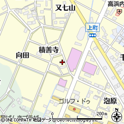 愛知県西尾市上町積善寺周辺の地図