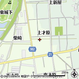 愛知県豊川市足山田町上才原周辺の地図