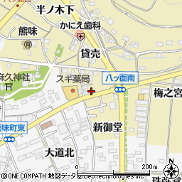 愛知県西尾市八ツ面町新御堂周辺の地図