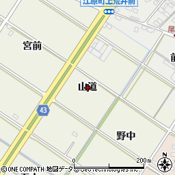 愛知県西尾市江原町山道周辺の地図