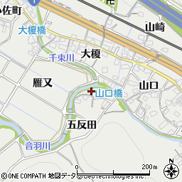 愛知県豊川市長沢町五反田周辺の地図