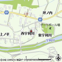 愛知県新城市一鍬田西宇利川周辺の地図