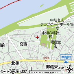 愛知県西尾市中畑町（宮前）周辺の地図