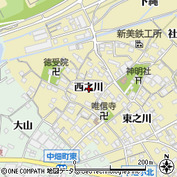 愛知県西尾市田貫町西之川周辺の地図