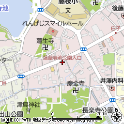 蓮華寺池公園入口周辺の地図