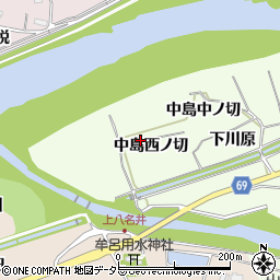 愛知県新城市一鍬田中島西ノ切周辺の地図
