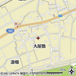 愛知県豊川市東上町大屋敷周辺の地図