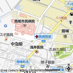 愛知県西尾市熊味町上泡原44周辺の地図