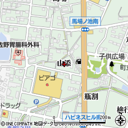愛知県額田郡幸田町大草山添周辺の地図