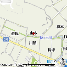 愛知県額田郡幸田町野場山本周辺の地図