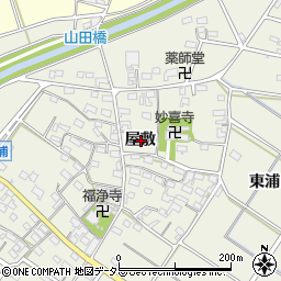 愛知県西尾市江原町屋敷周辺の地図