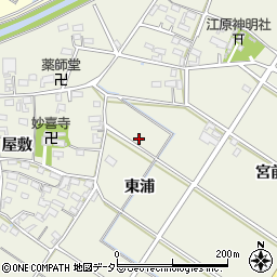 愛知県西尾市江原町（東浦）周辺の地図