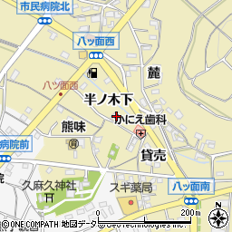 愛知県西尾市八ツ面町半ノ木下47周辺の地図