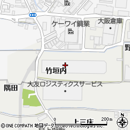 京都府八幡市下奈良（竹垣内）周辺の地図