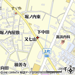 愛知県西尾市上町下中田13-11周辺の地図