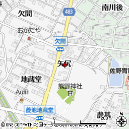 愛知県額田郡幸田町菱池矢尻周辺の地図