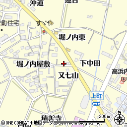 愛知県西尾市上町（堀ノ内東）周辺の地図