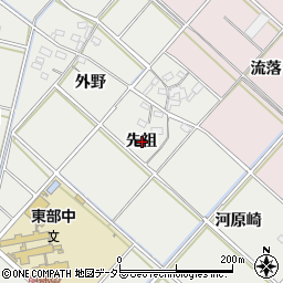 愛知県西尾市下永良町先祖周辺の地図