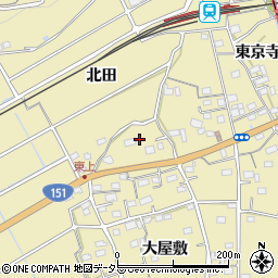 愛知県豊川市東上町北田周辺の地図