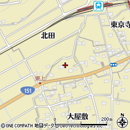 愛知県豊川市東上町（北田）周辺の地図