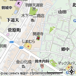 西尾寺院周辺の地図