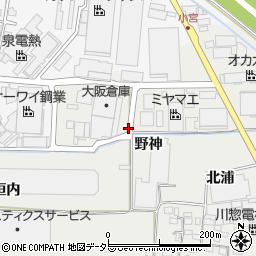 京都府八幡市下奈良野神周辺の地図