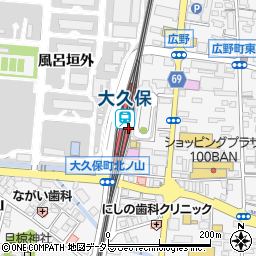ファミリーマート近鉄大久保駅店周辺の地図