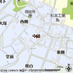 愛知県西尾市小間町中通周辺の地図