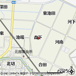 愛知県額田郡幸田町野場森下周辺の地図