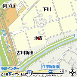 愛知県西尾市小島町永吉周辺の地図