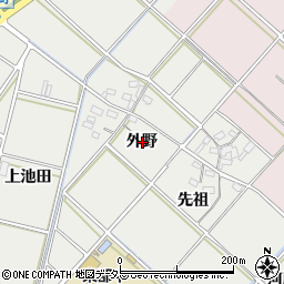愛知県西尾市下永良町外野周辺の地図