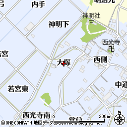 愛知県西尾市小間町大塚周辺の地図