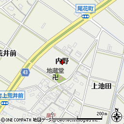 愛知県西尾市尾花町内野周辺の地図